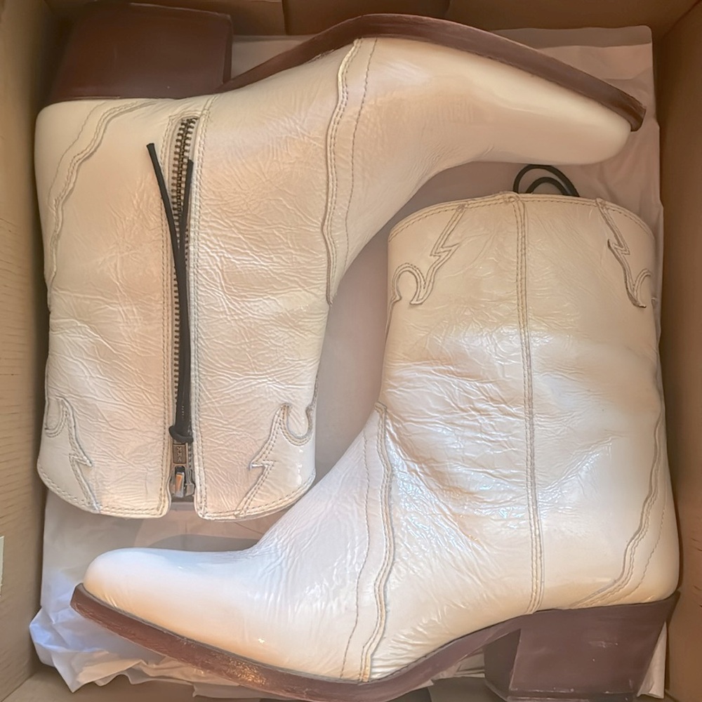 Free people boots . “new frontier western boots “ REAL patent leather.